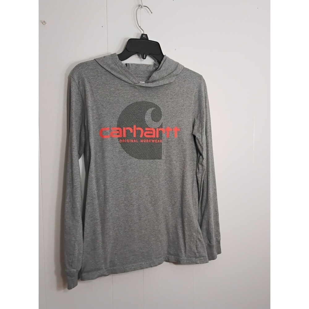 Carhartt Long Sleeve Hooded tee Shirt  Top L 14-16 Grey